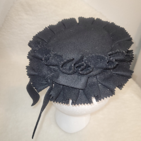 Vtg Fascinator Black Hat - Picture 4 of 7
